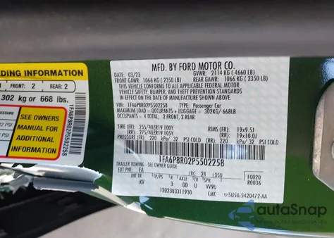 2023 Ford Mustang Mach 1 Fastback from USA, damaged, VIN 1FA6P8R02P5502258